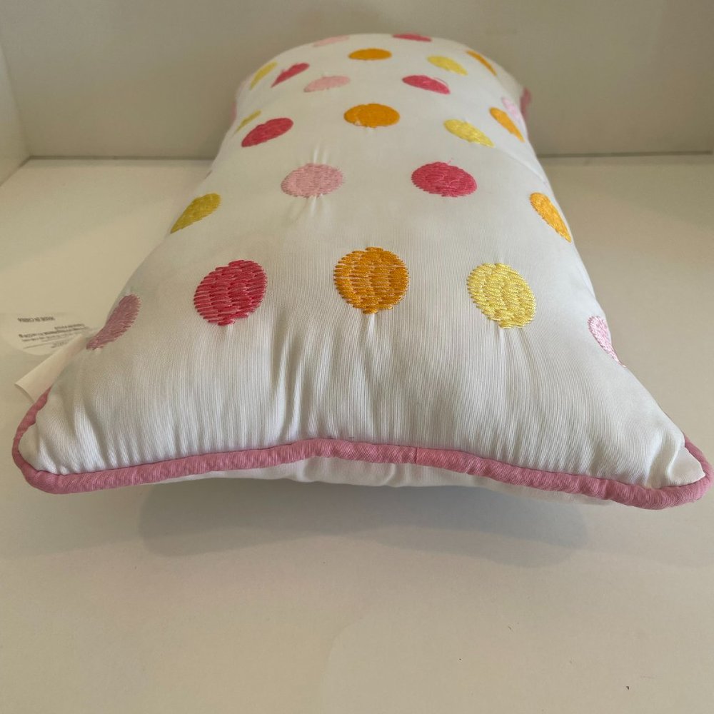 Decorative Lumbar Throw Pillow with Colorful Polka Dots & Piped Edges 18” x 10" - Picture 4 of 9